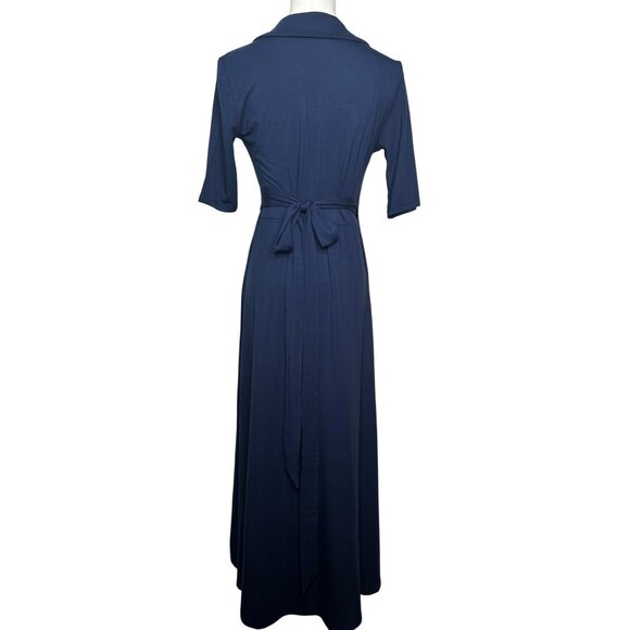 Quince Tencel Jersey Midi Wrap Dress Womens S Blue Sustainable Elegant Classic - Picture 4 of 11
